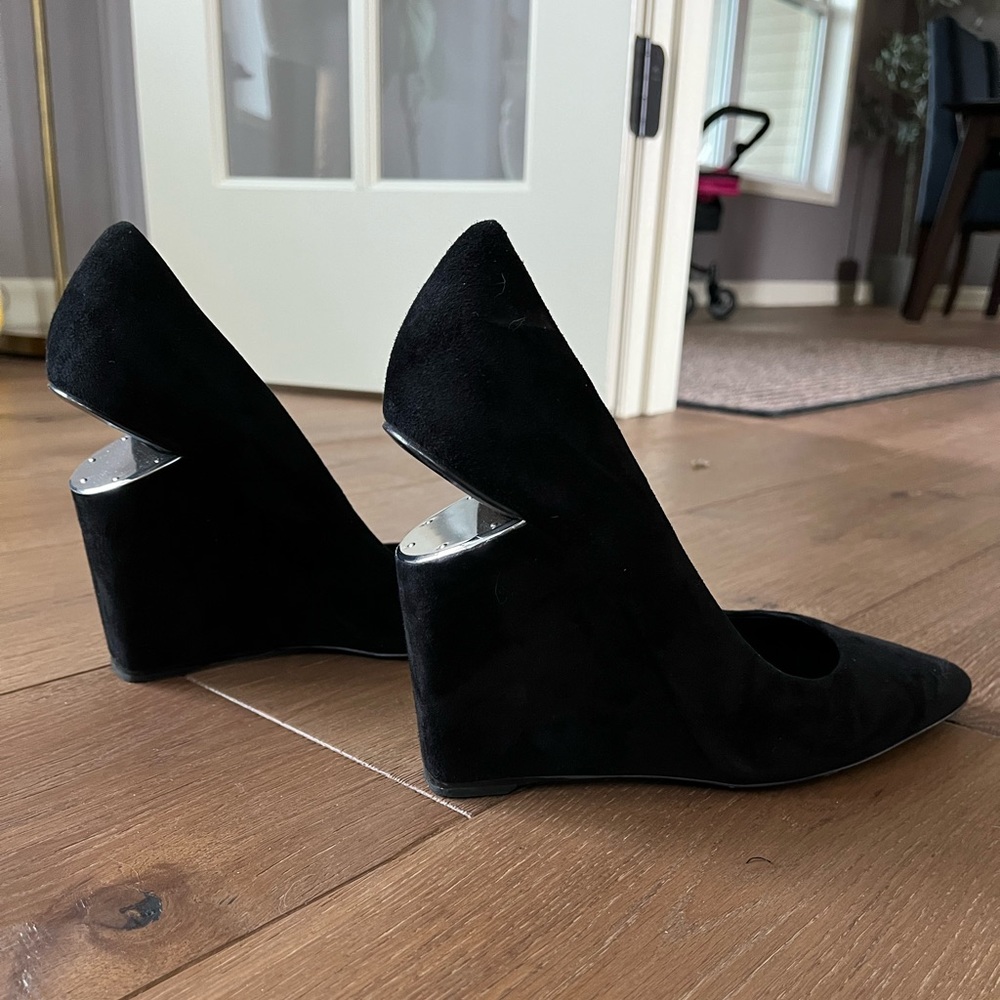 Like new Alexander Wang Ine Cutout Wedge Pump - Black Suede